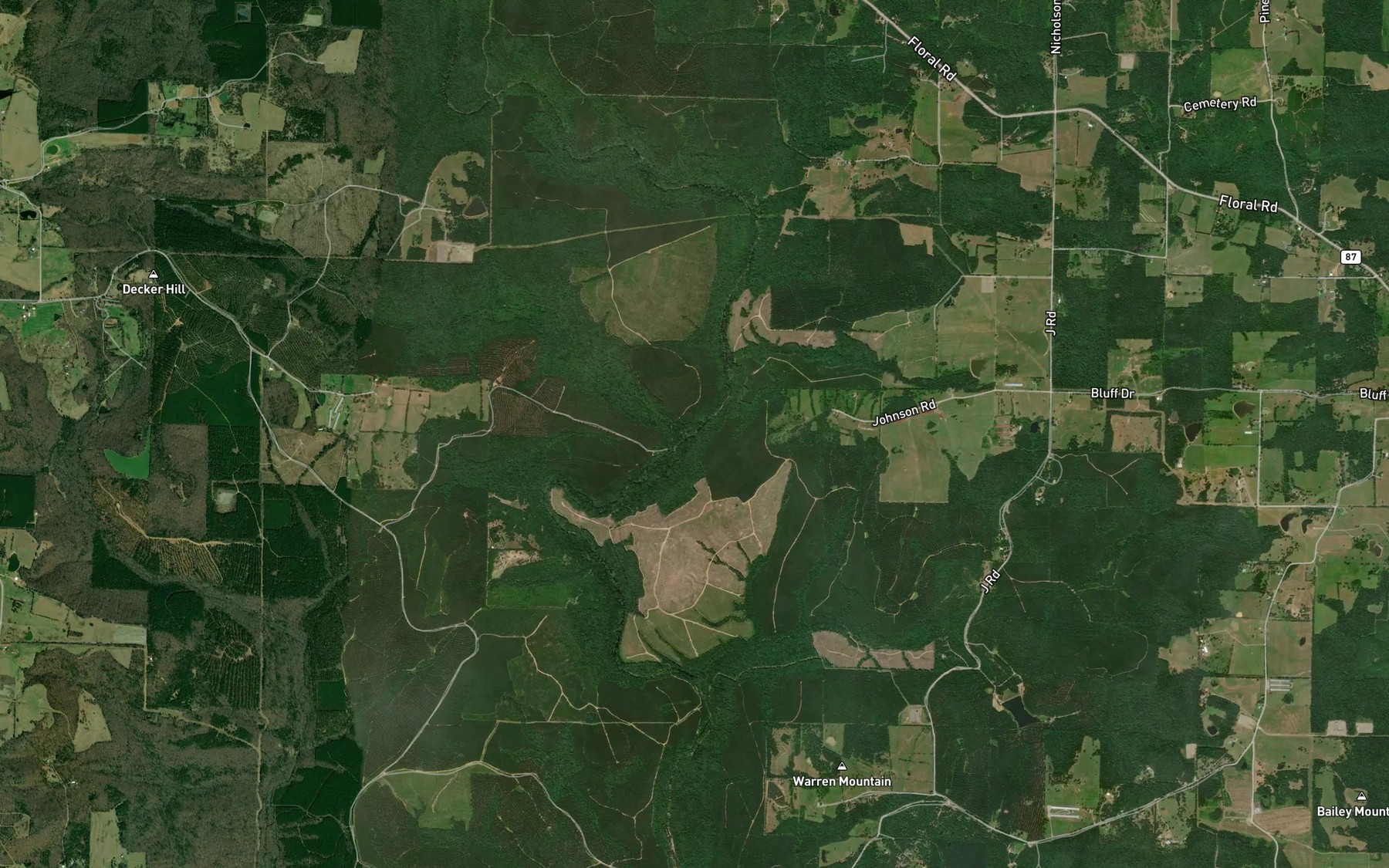 Satellite map of the Sumac Creek