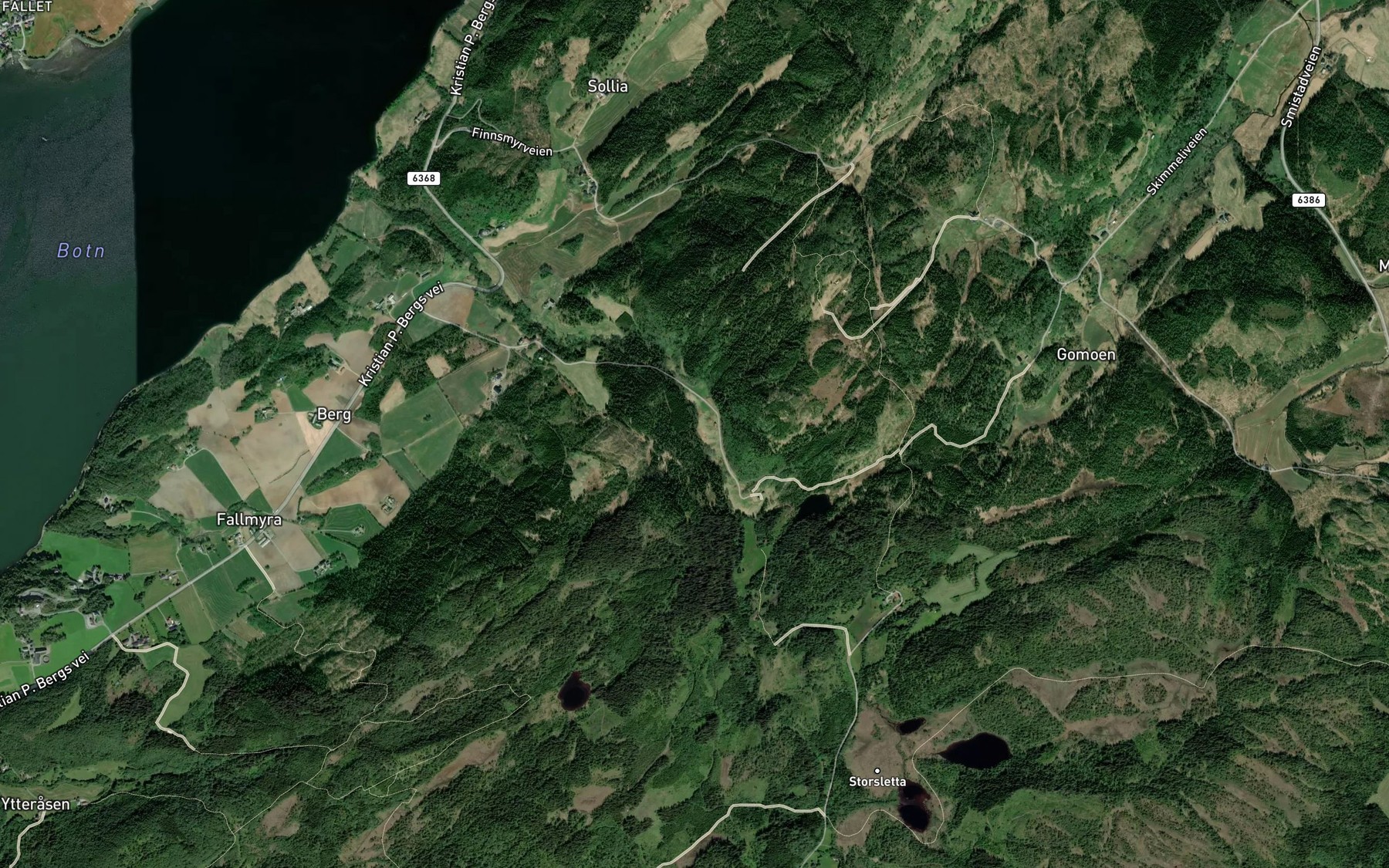 Satellite map of the Bergsdalselva
