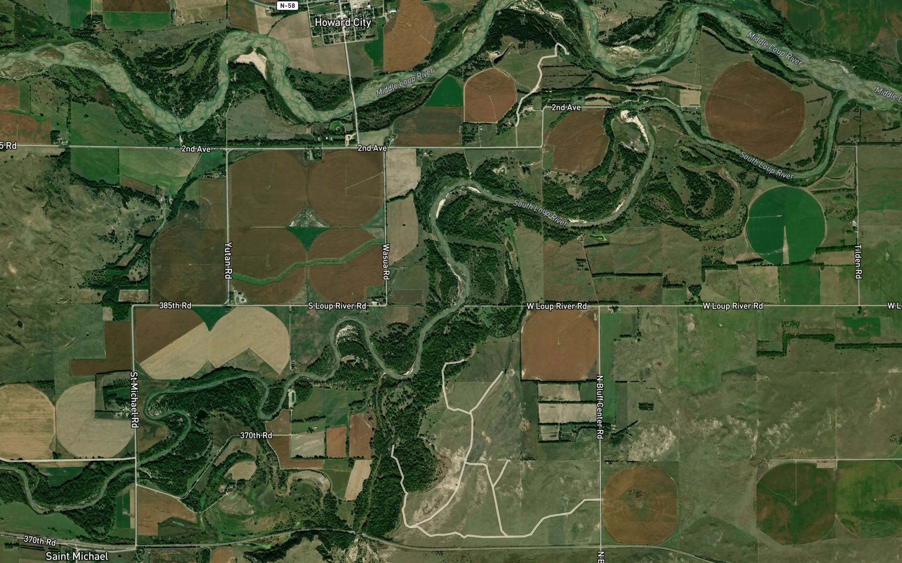 Satellite map of the Sweet Creek