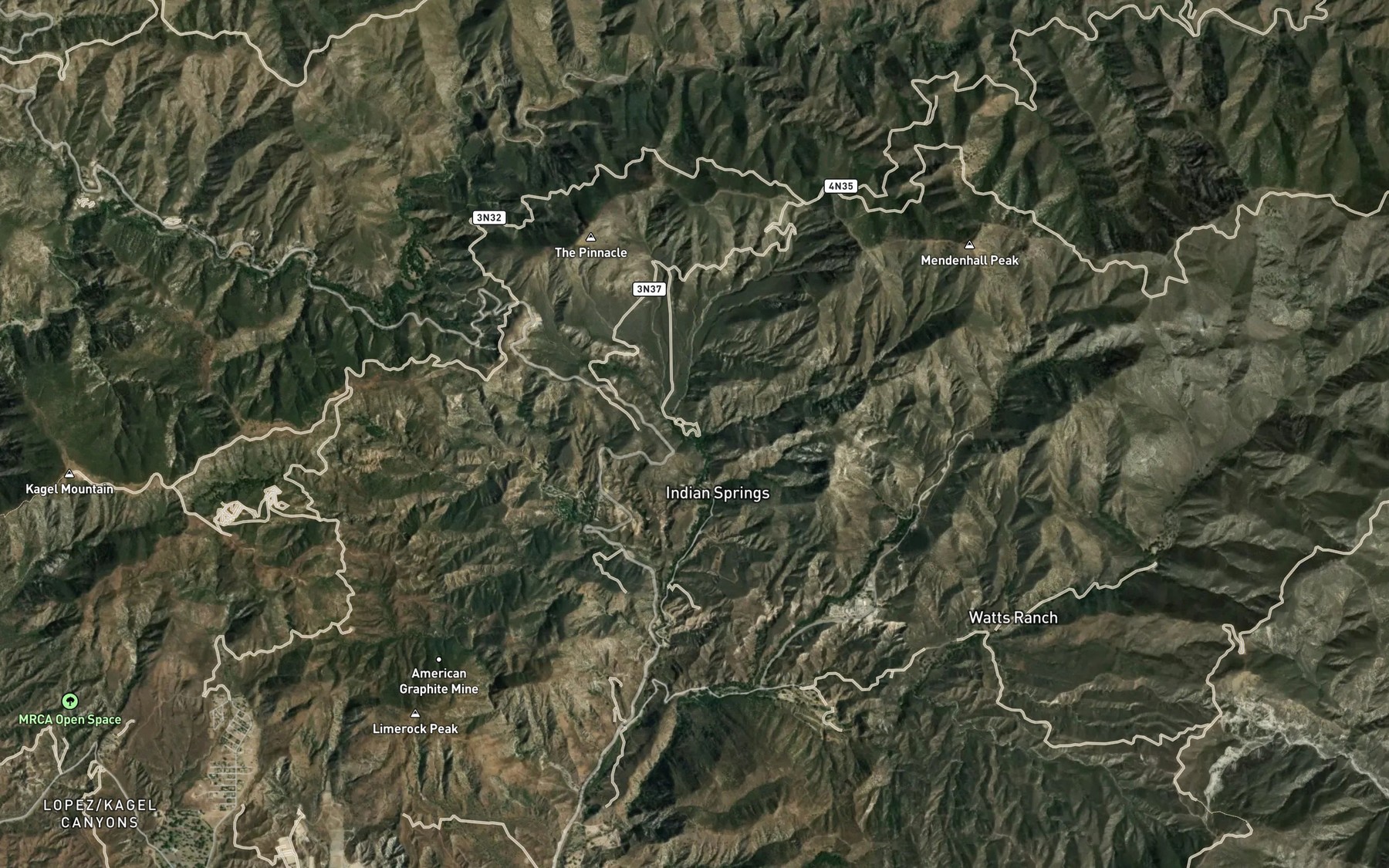 Satellite map of the Indian Springs
