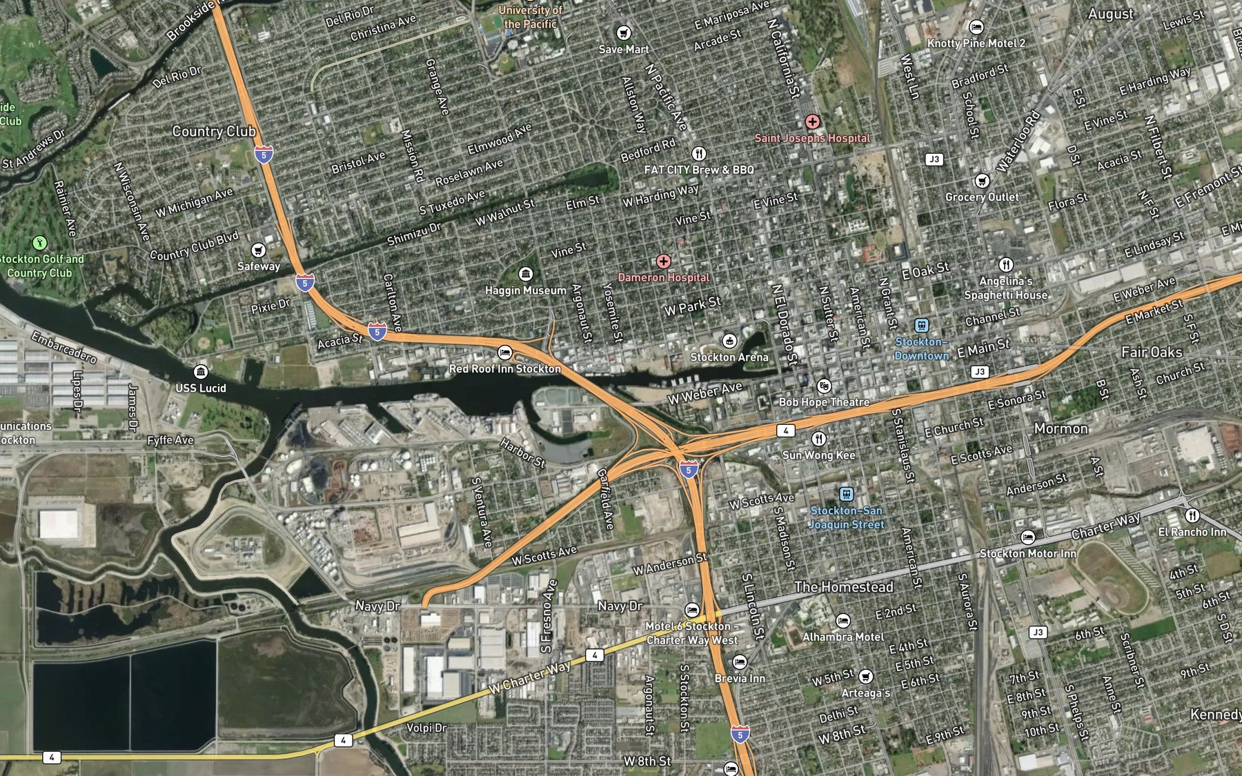 Satellite map of the Mormon Slough
