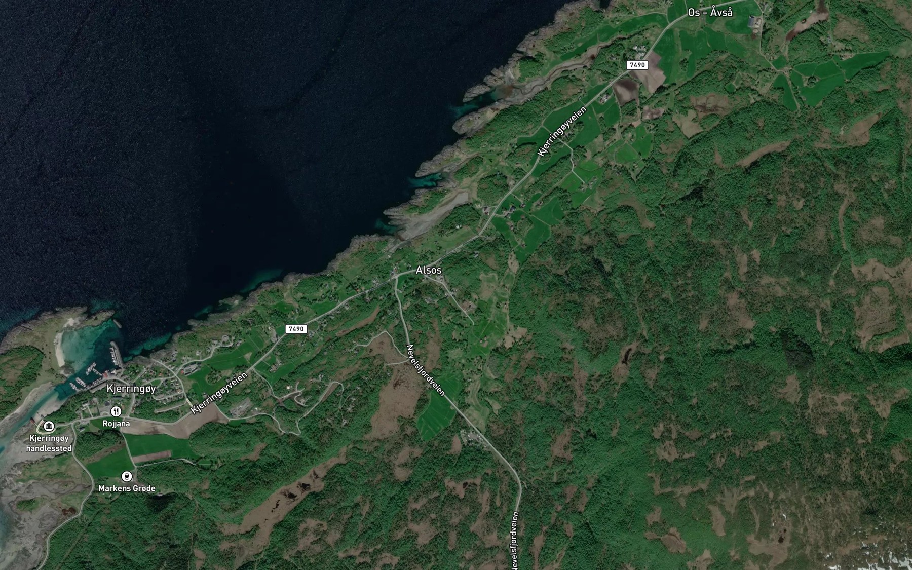 Satellite map of the Alsoselva