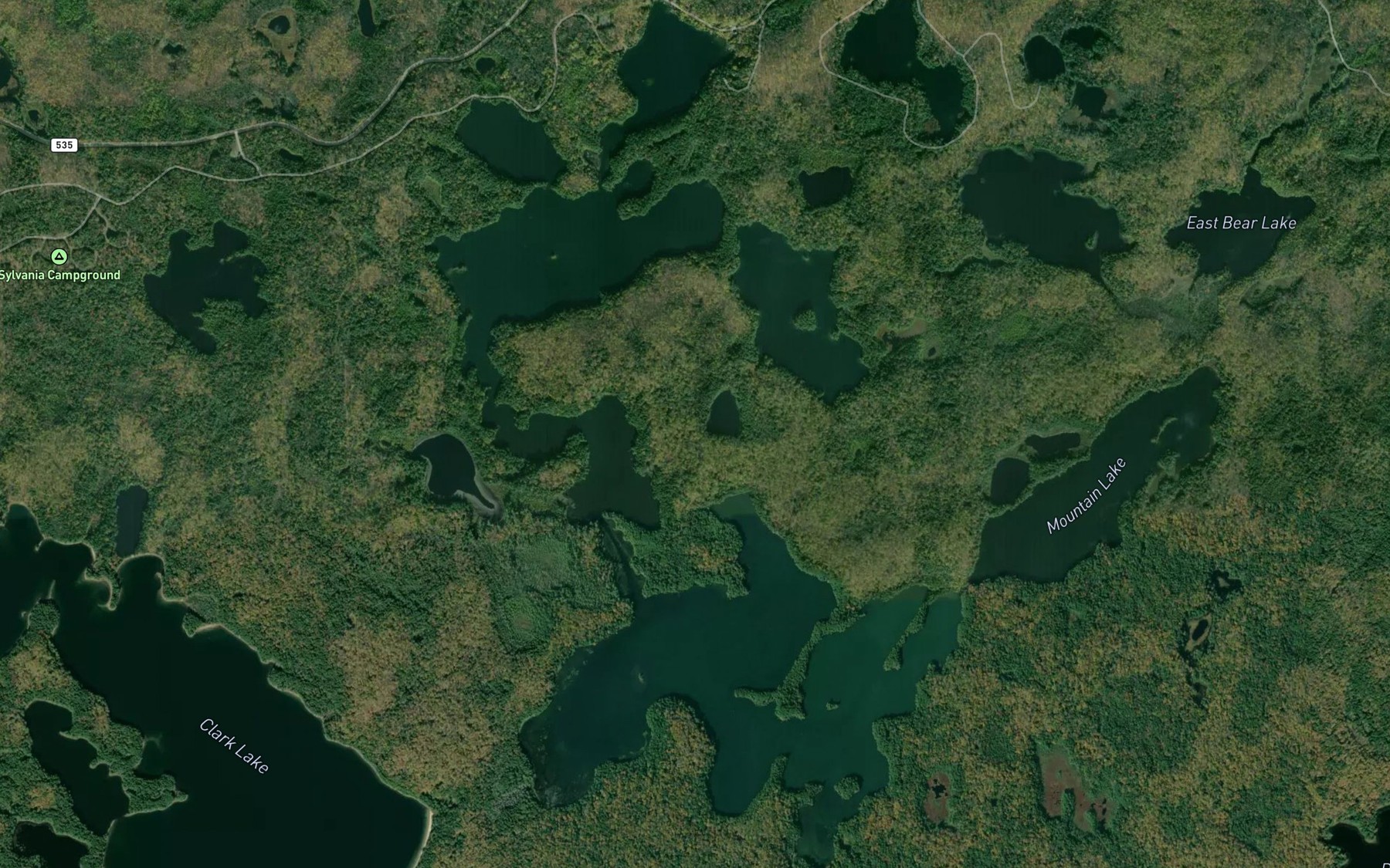 Satellite map of the Crooked Lake