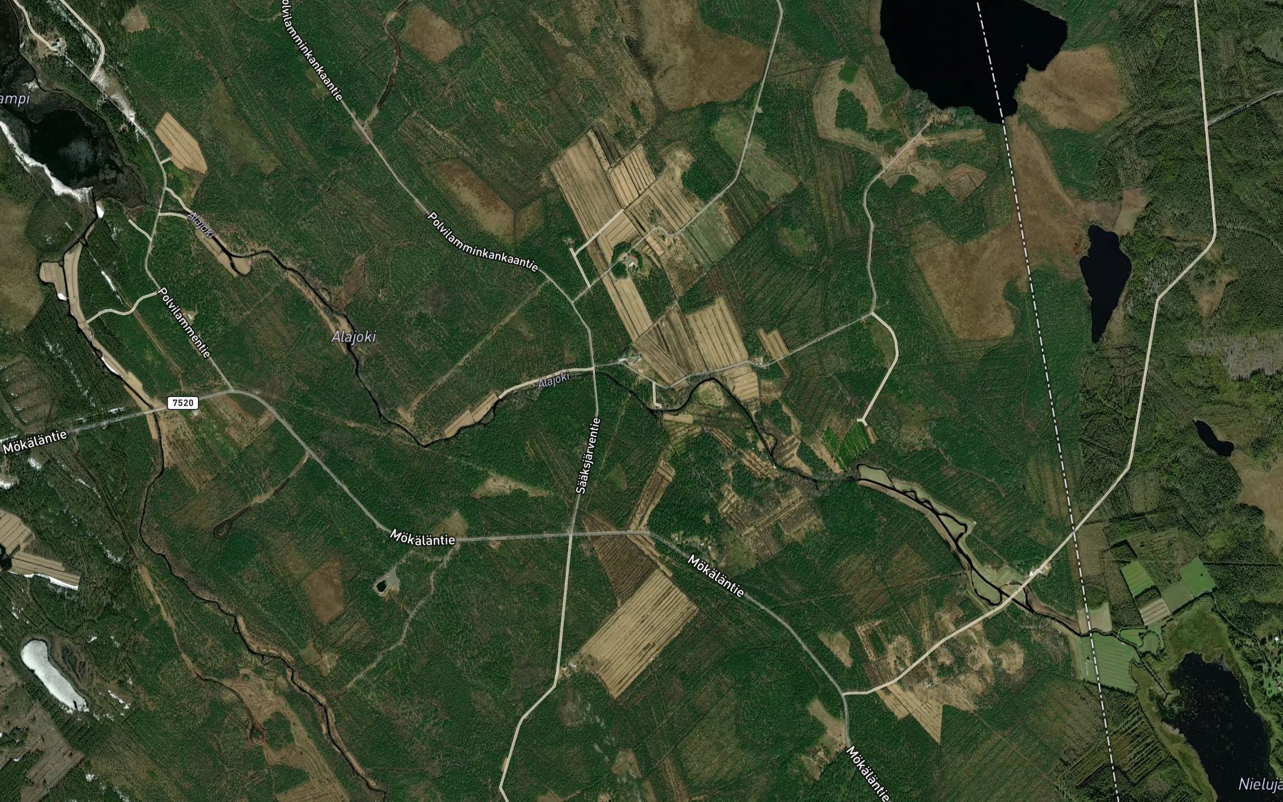 Satellite map of the Pitkanperkkionkoski