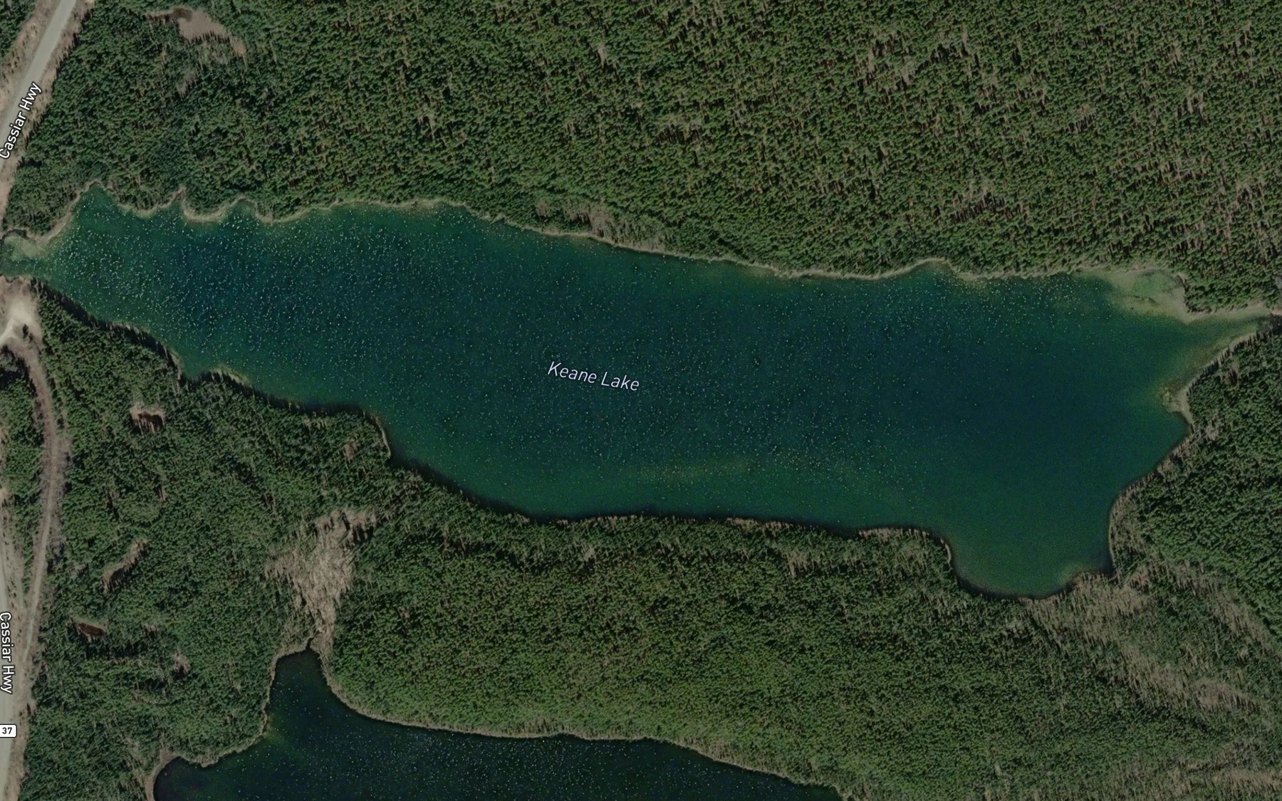 Satellite map of the Keane Lake