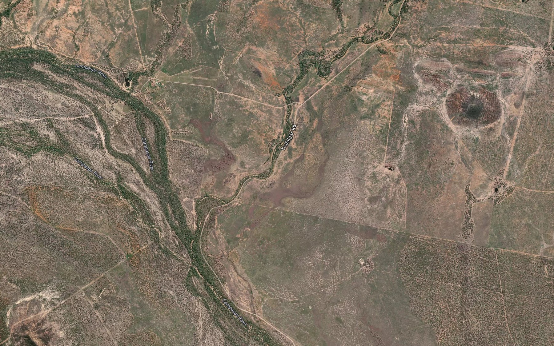 Satellite map of the Oaky Creek