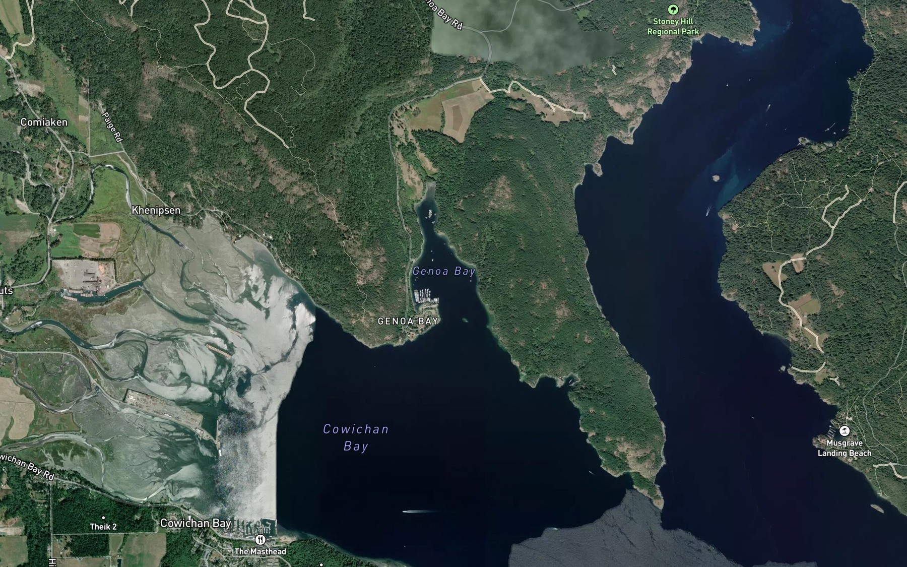 Satellite map of the Genoa Bay