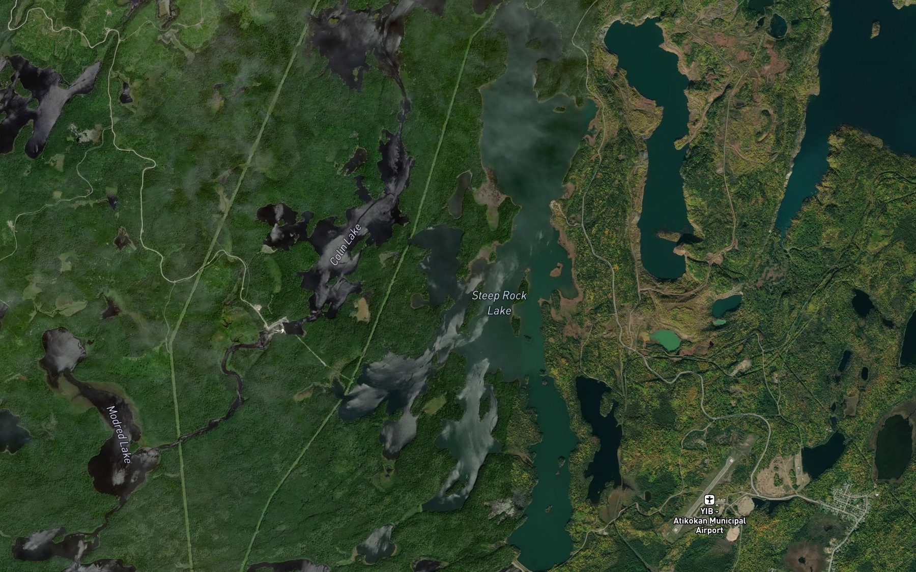 Satellite map of the Steep Rock Lake