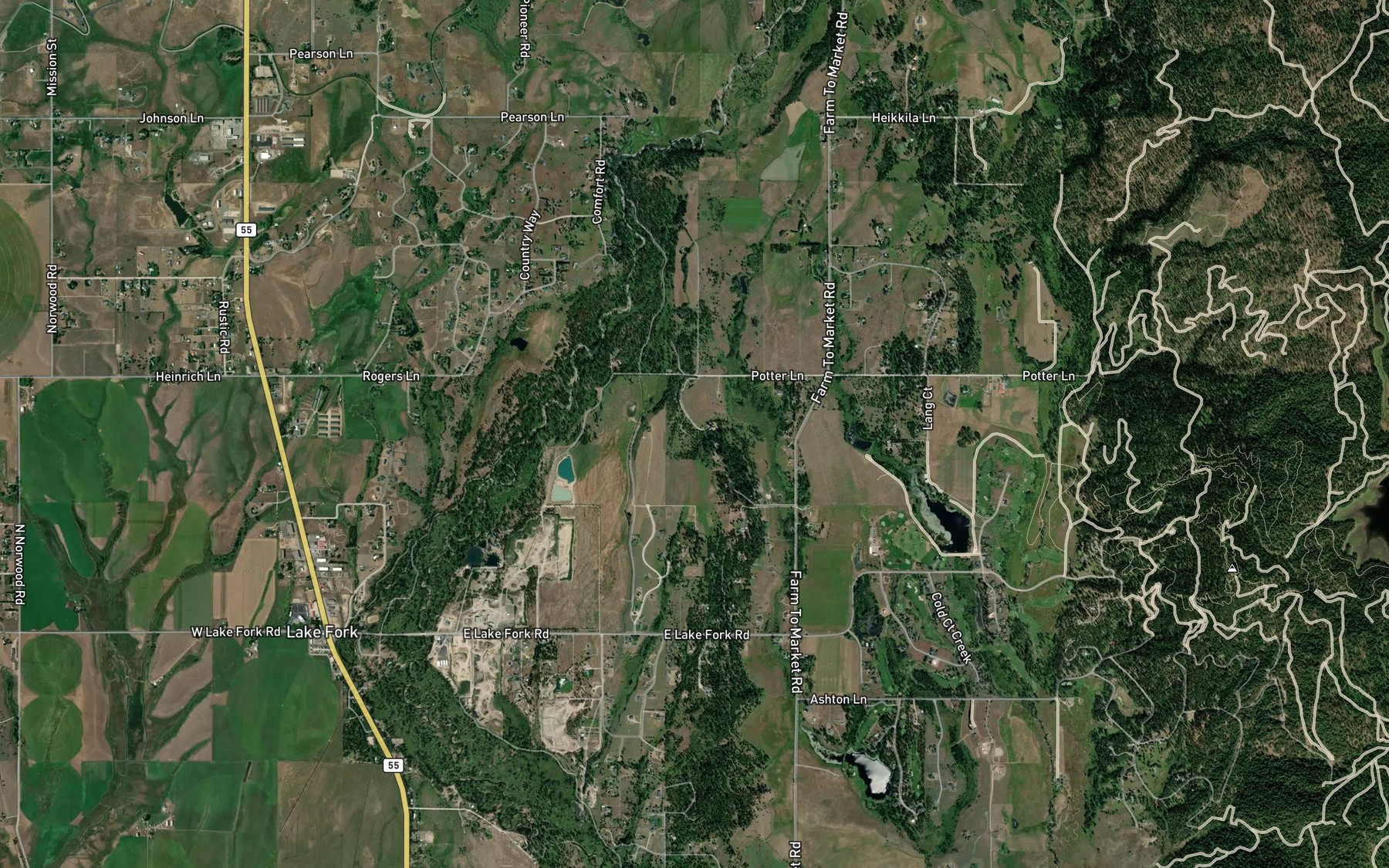 Satellite map of the Boulder Ditch