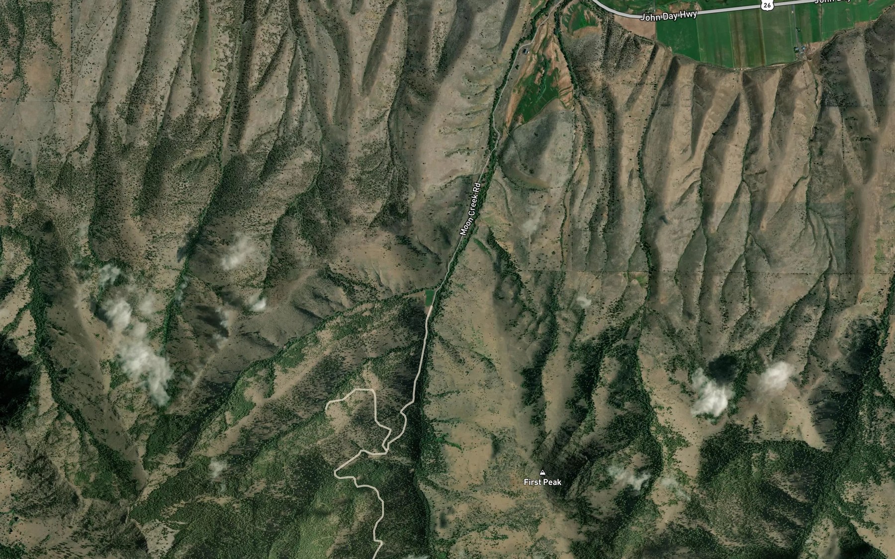 Satellite map of the First Creek