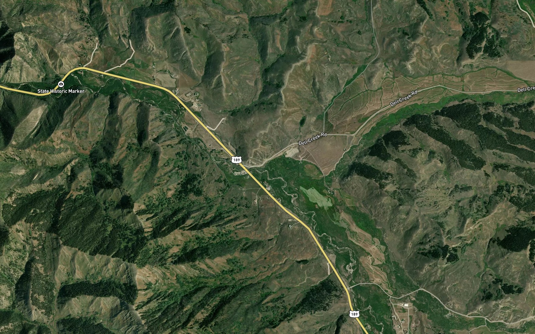 Satellite map of the Jack Creek