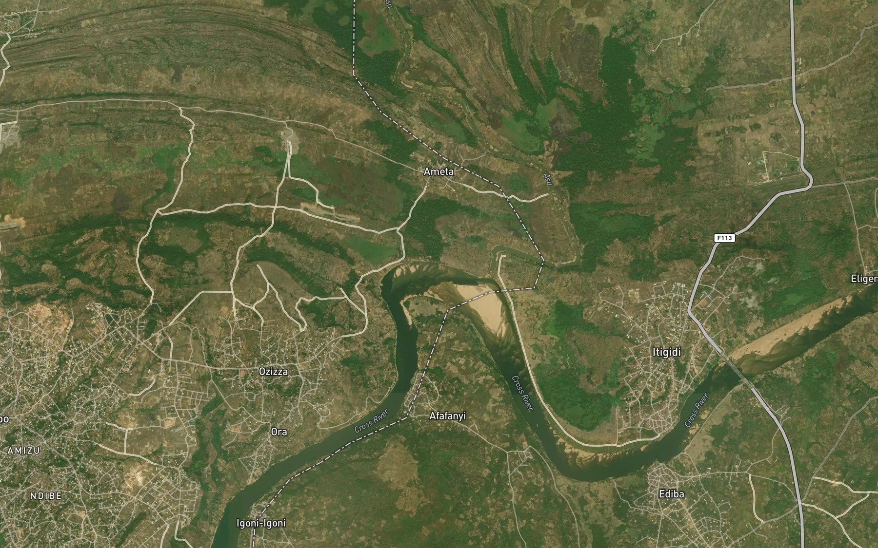 Satellite map of the River Uroro