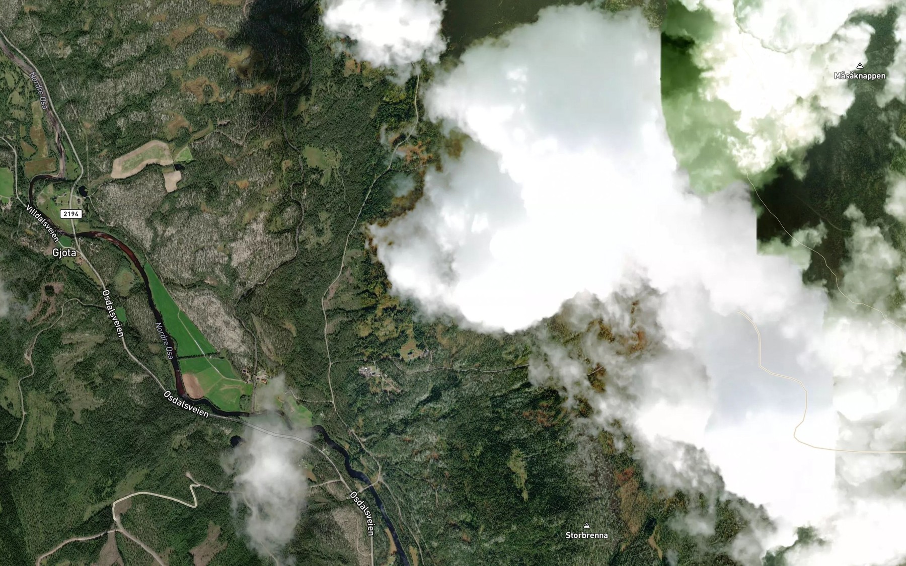Satellite map of the Risbekken,nordre
