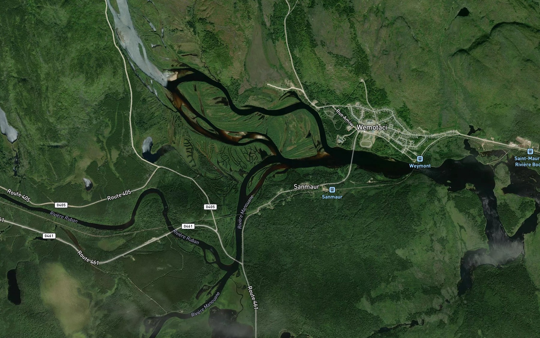 Satellite map of the Riviere Manouane