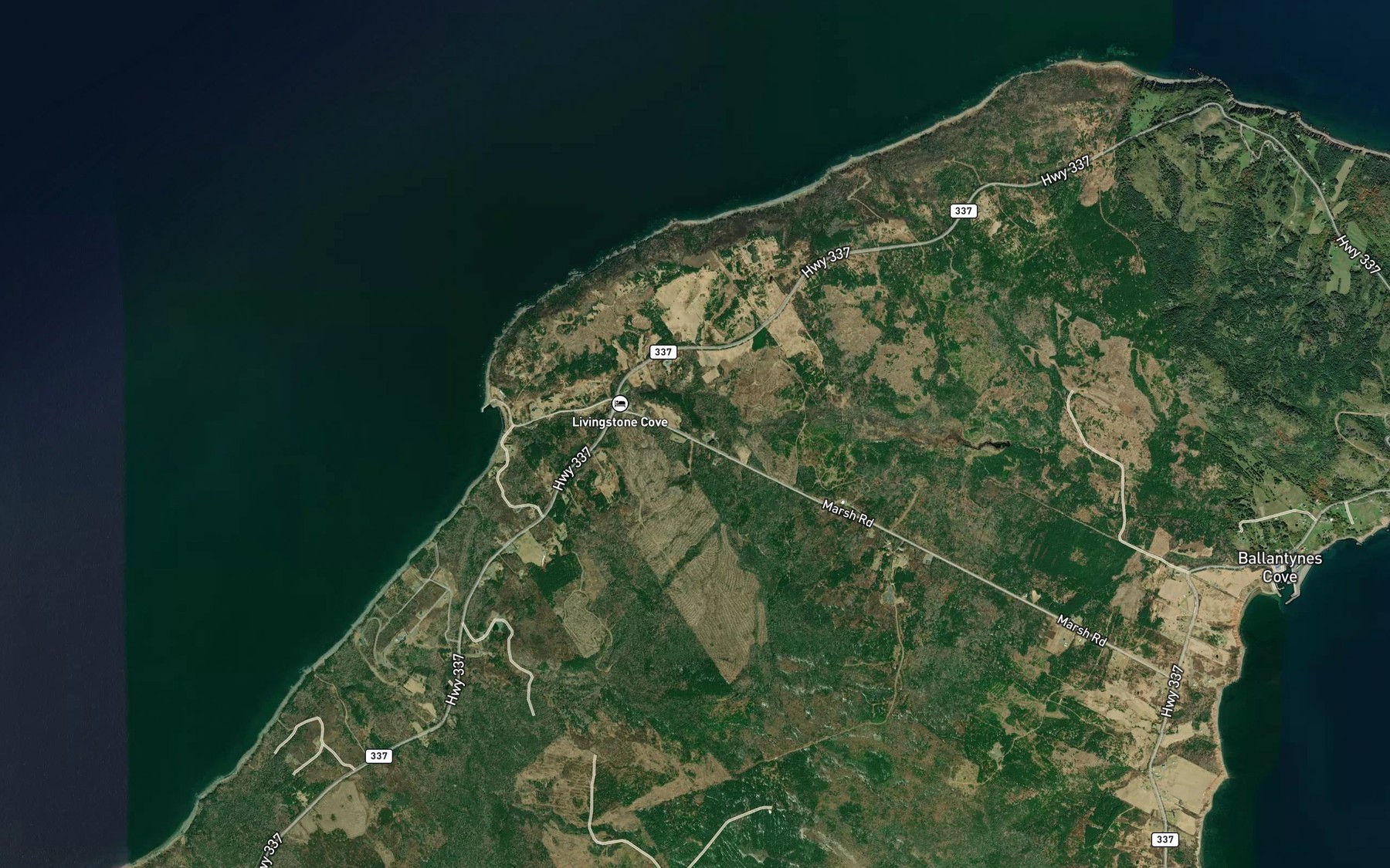 Satellite map of the Gillis Brook