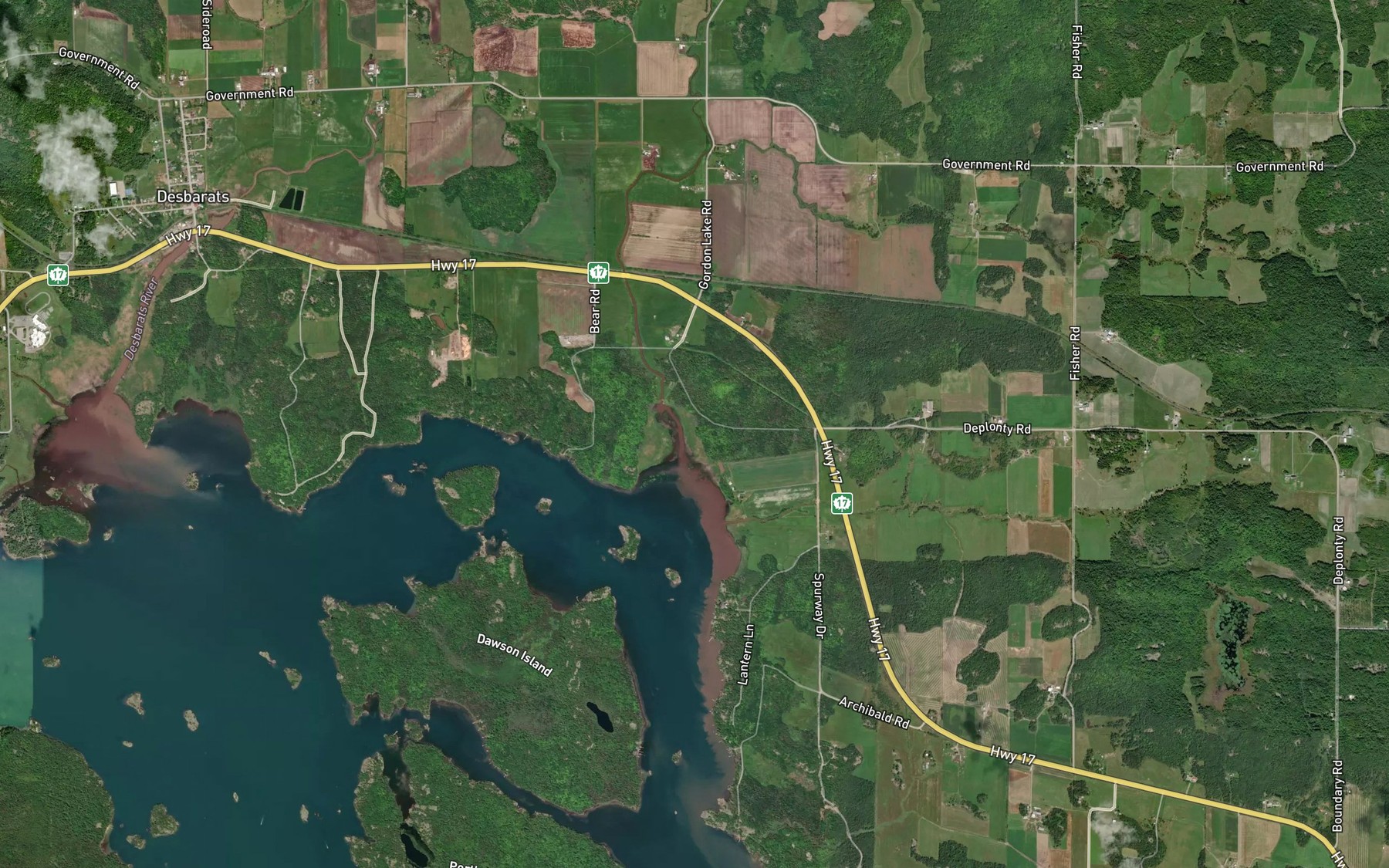 Satellite map of the Stobie Creek