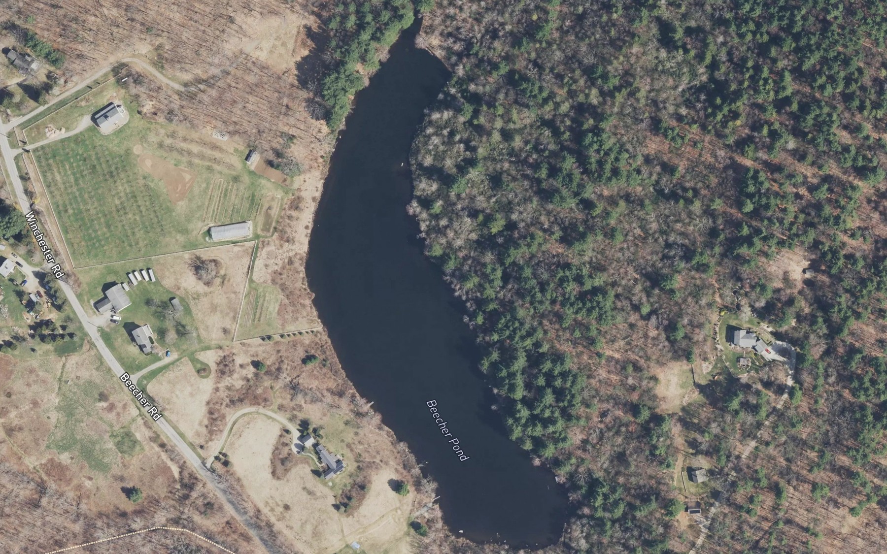 Satellite map of the Beecher Pond