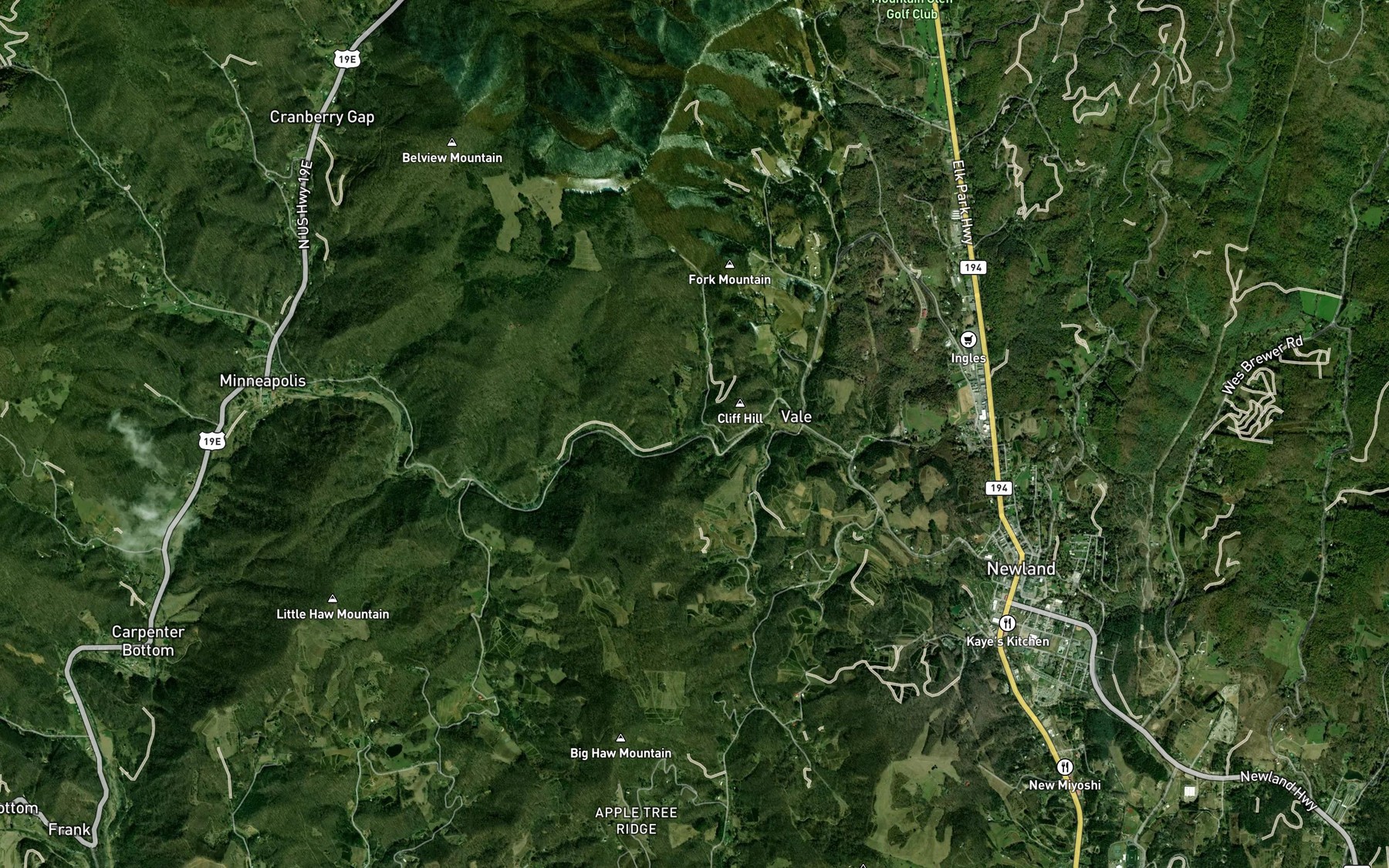 Satellite map of the Banjo Branch