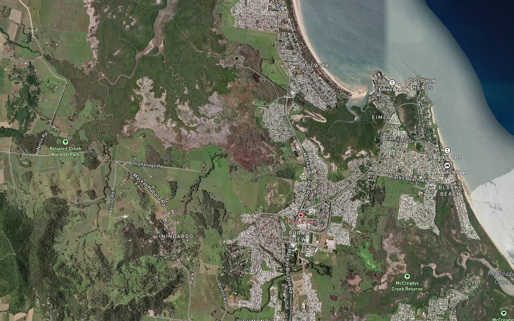 Satellite map of the Paget Creek