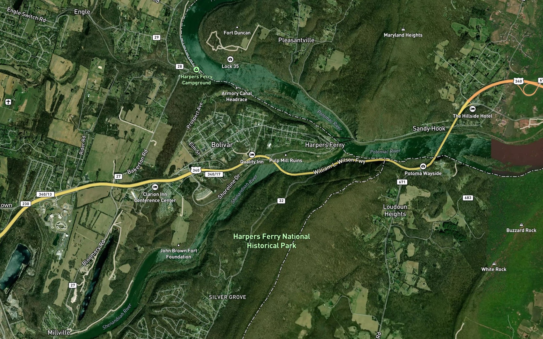 Satellite map of the The Staircase