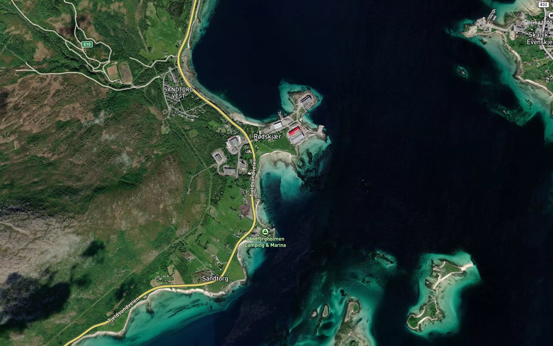Satellite map of the Nordre Sandtorgvika