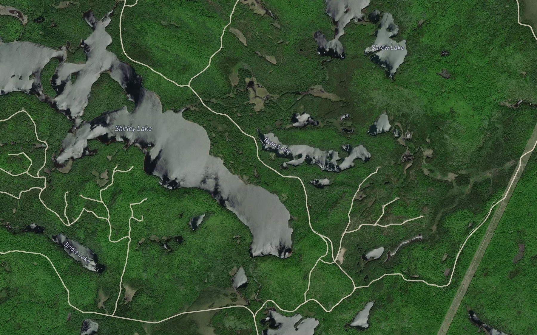 Satellite map of the Ryan Creek