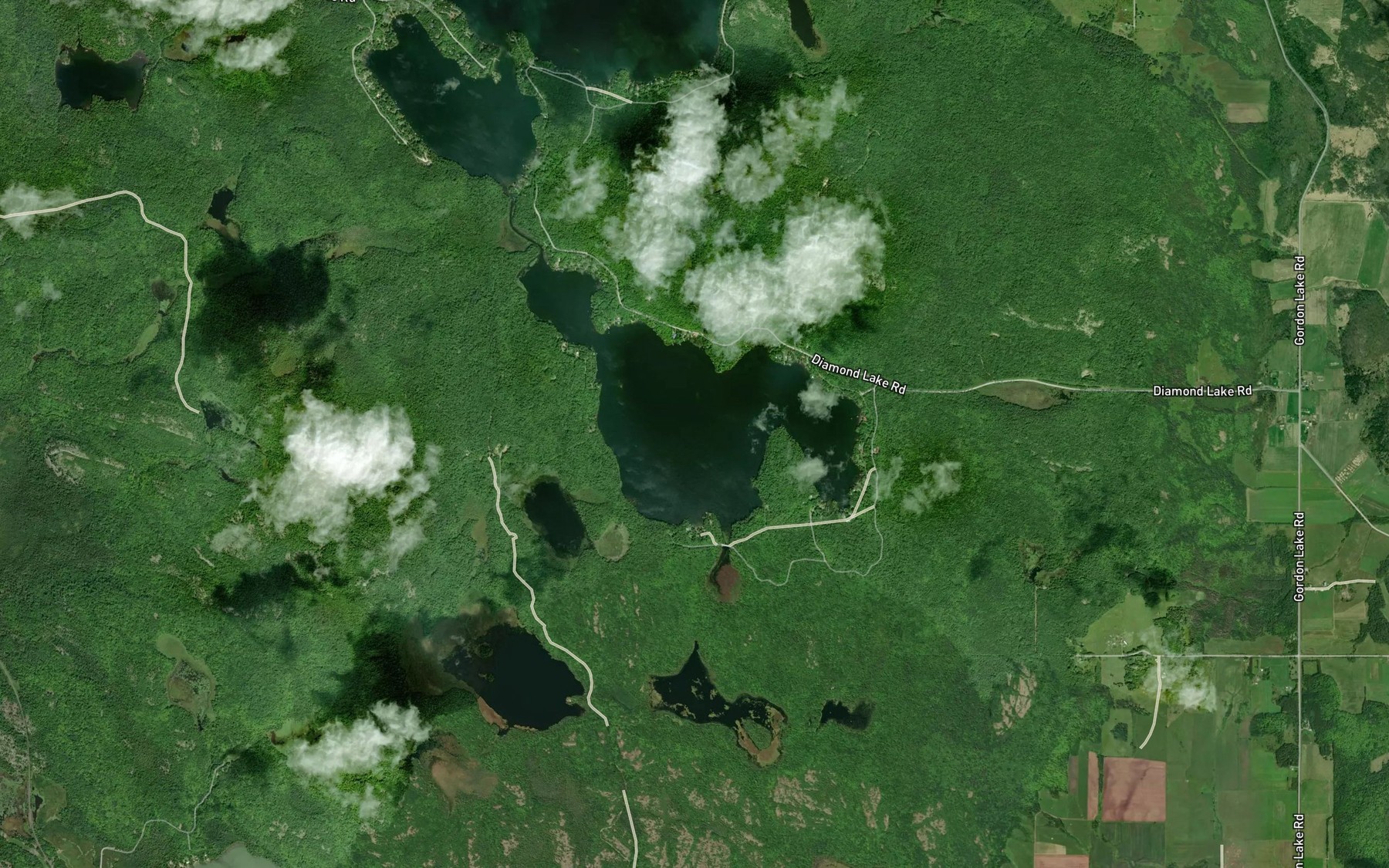 Satellite map of the Diamond Lake