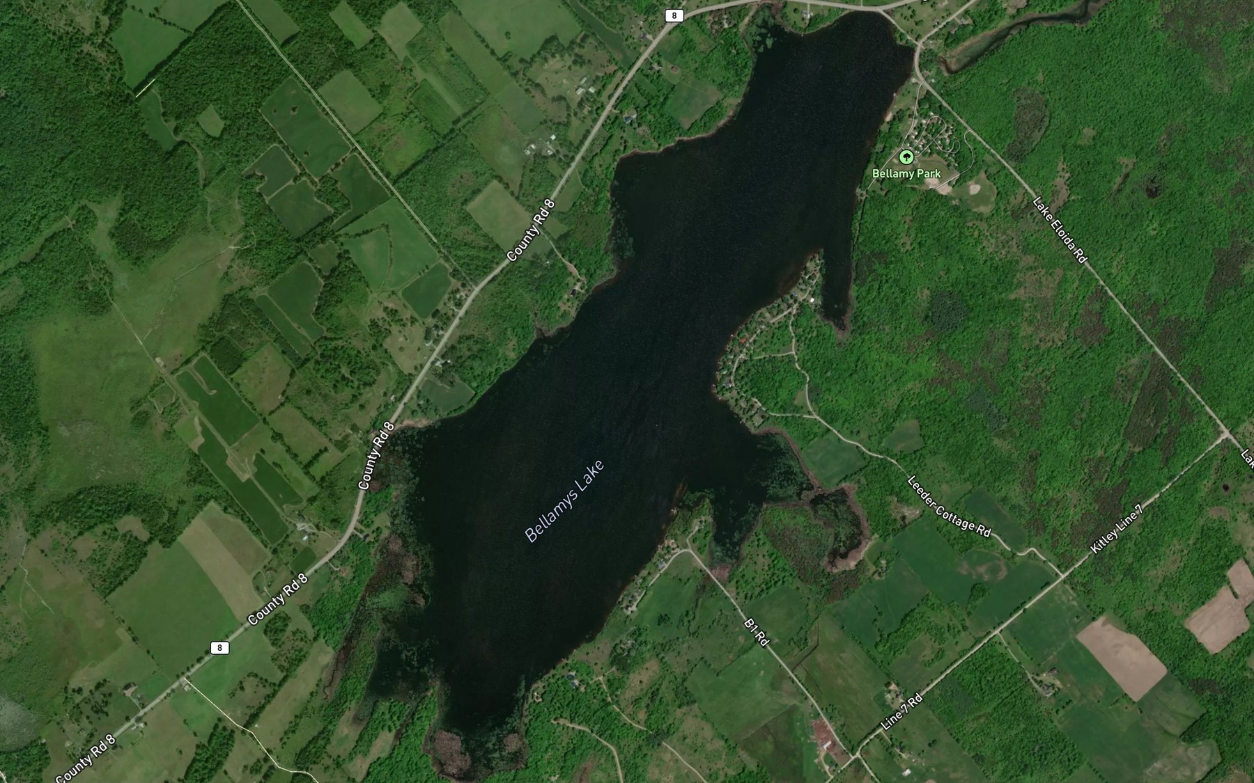 Satellite map of the Bellamys Lake