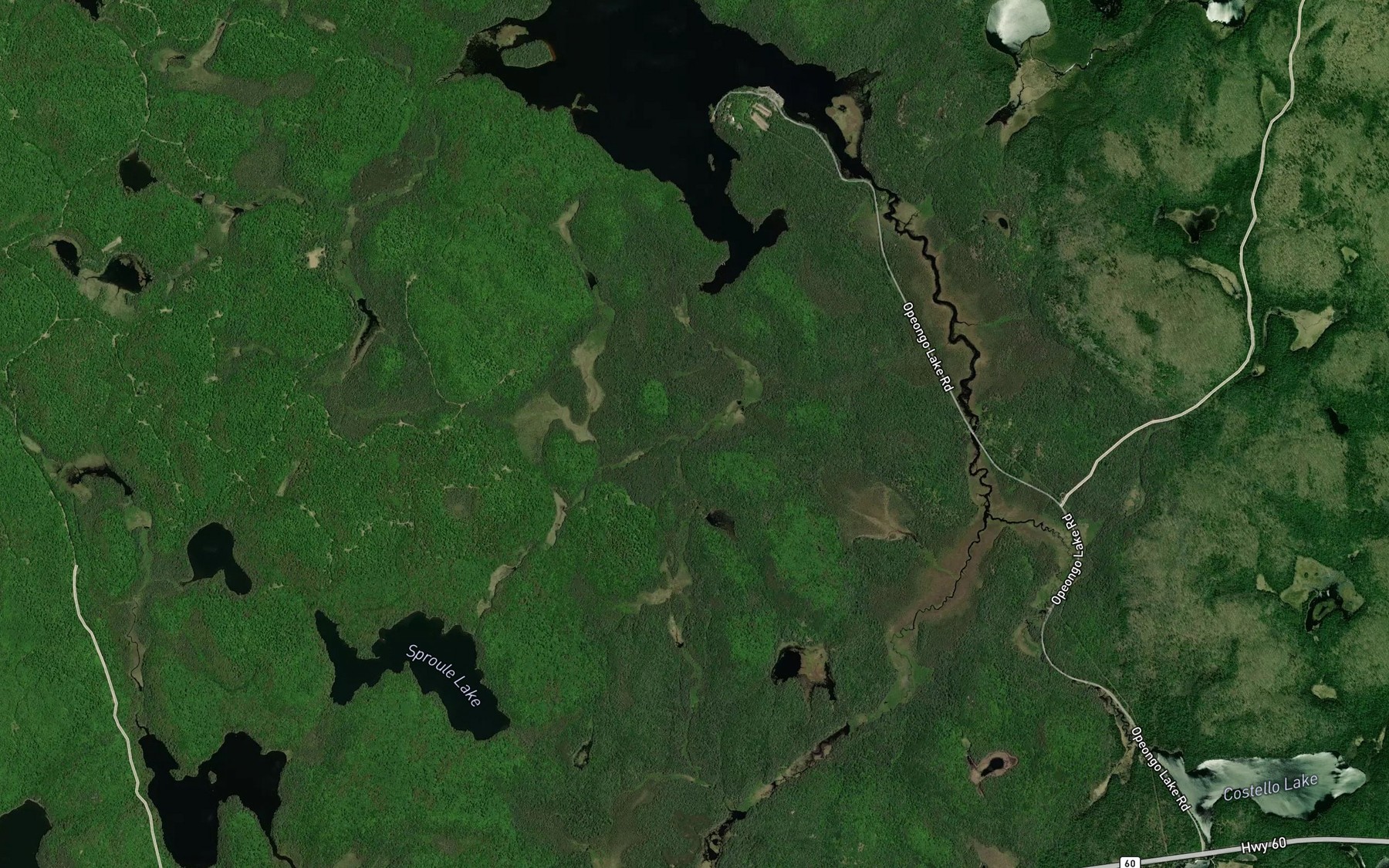 Satellite map of the Sproule Creek