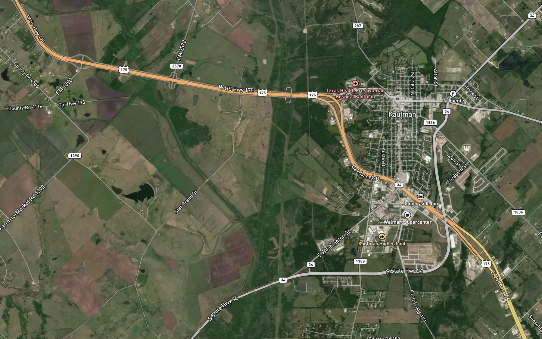 Satellite map of the Little Brushy Creek