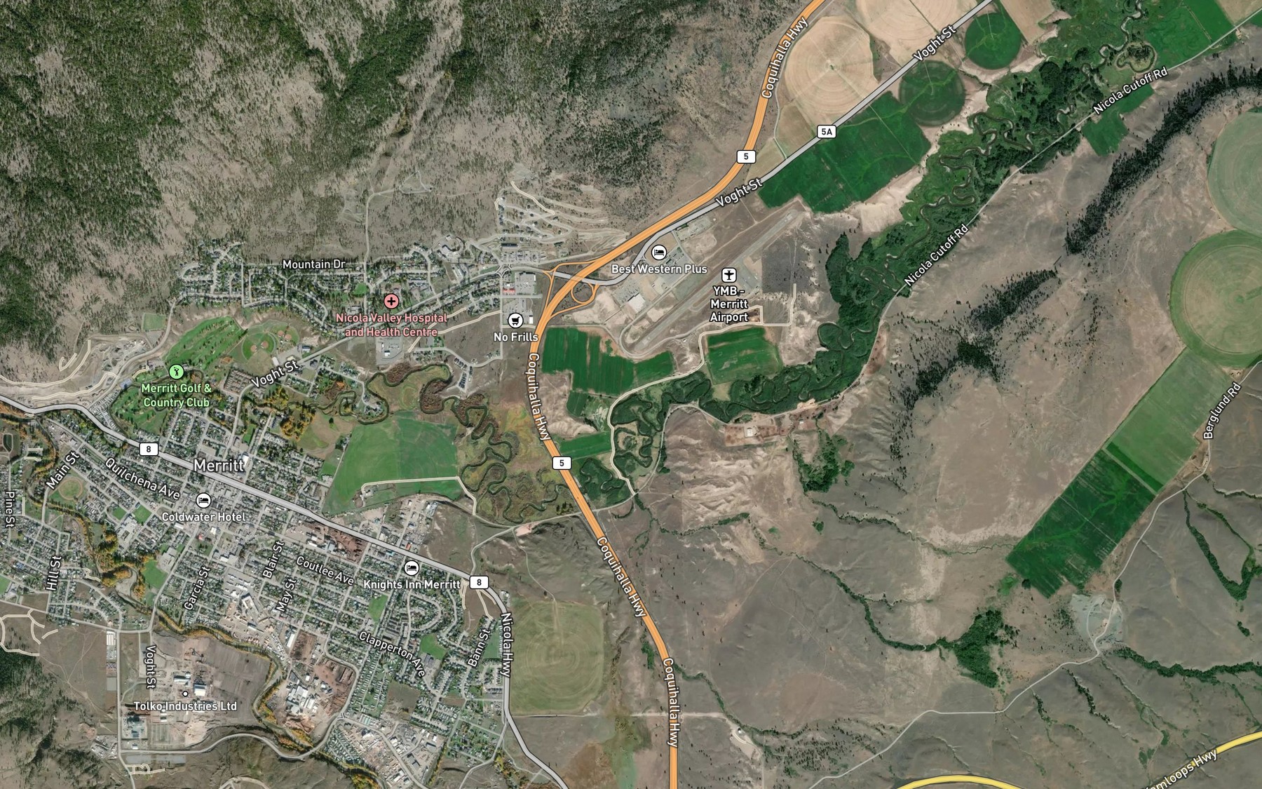 Satellite map of the Hamilton Creek