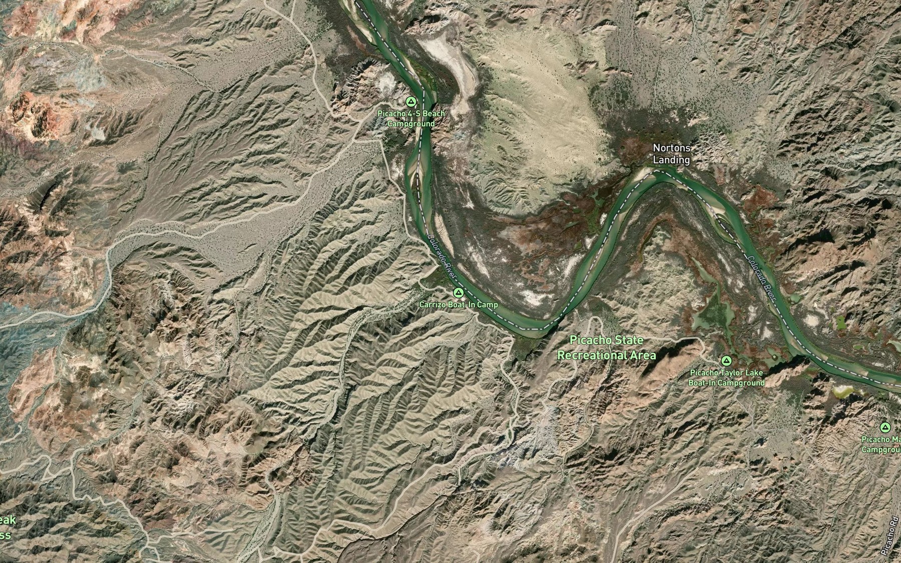 Satellite map of the Carrizo Wash