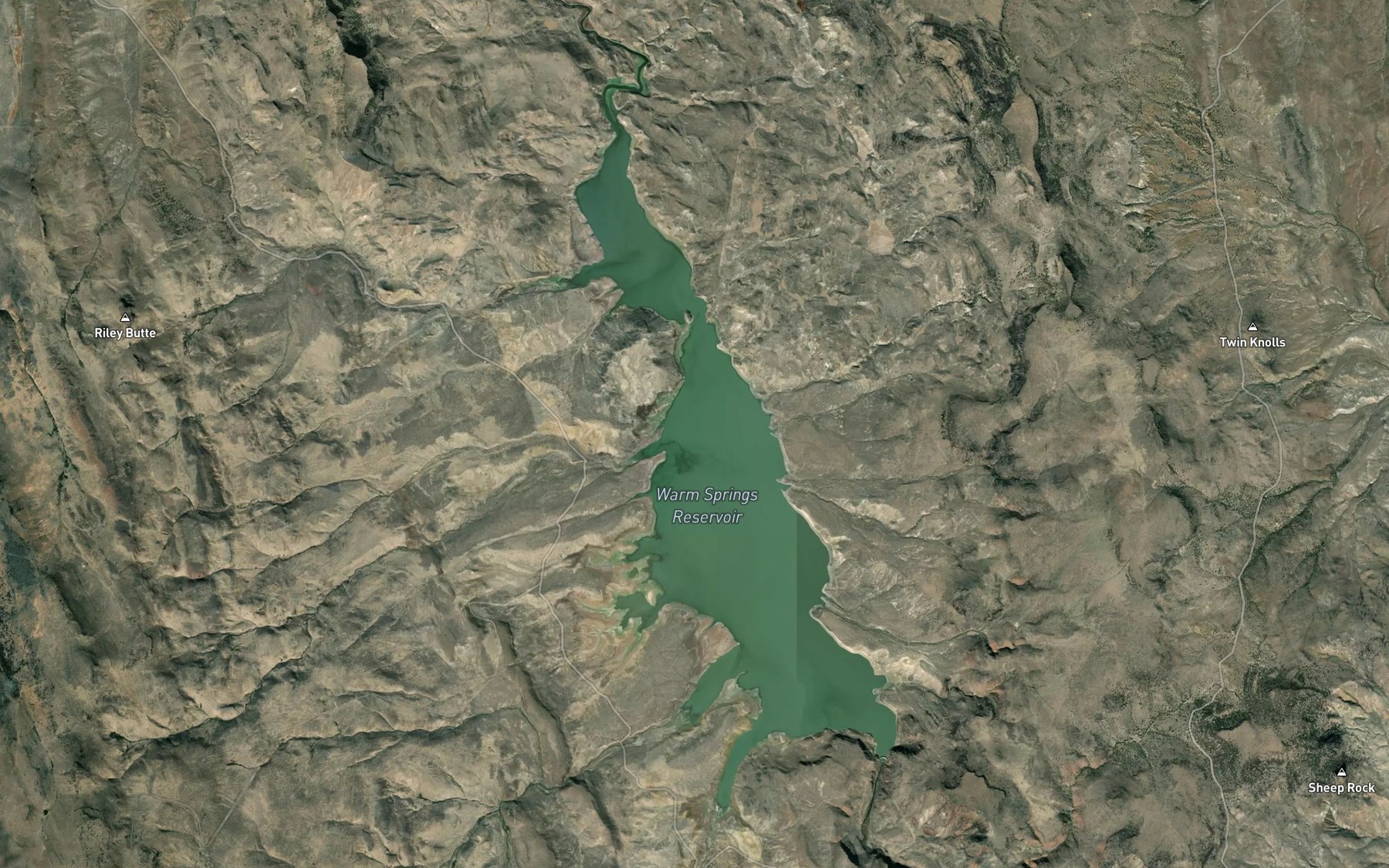 Satellite map of the Warm Springs Reservoir
