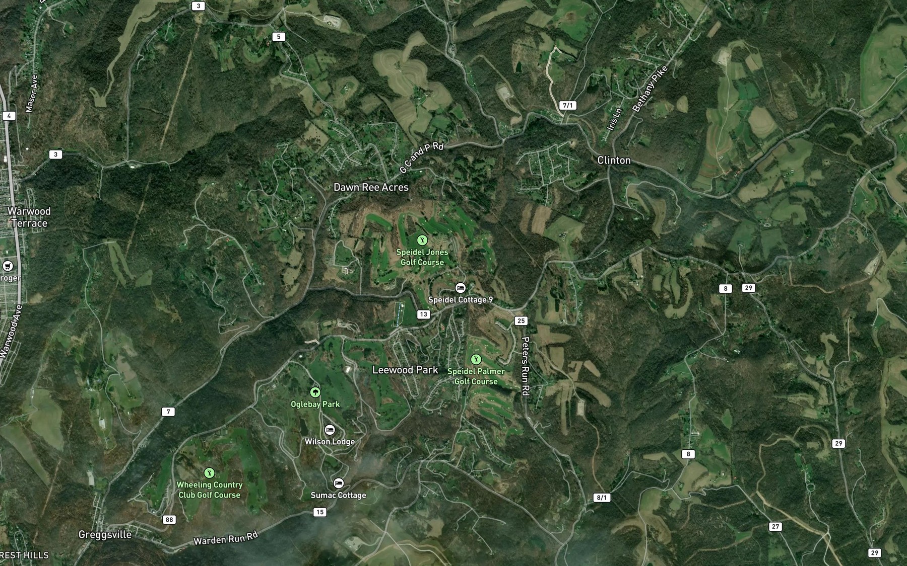Satellite map of the Speidel Spring
