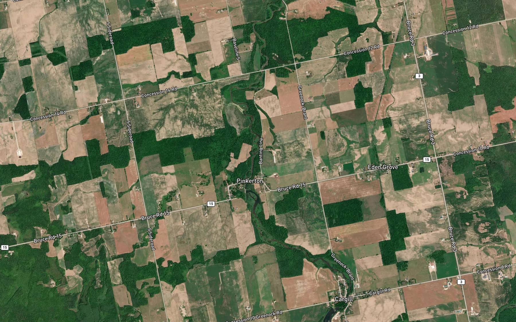 Satellite map of the Plum Creek
