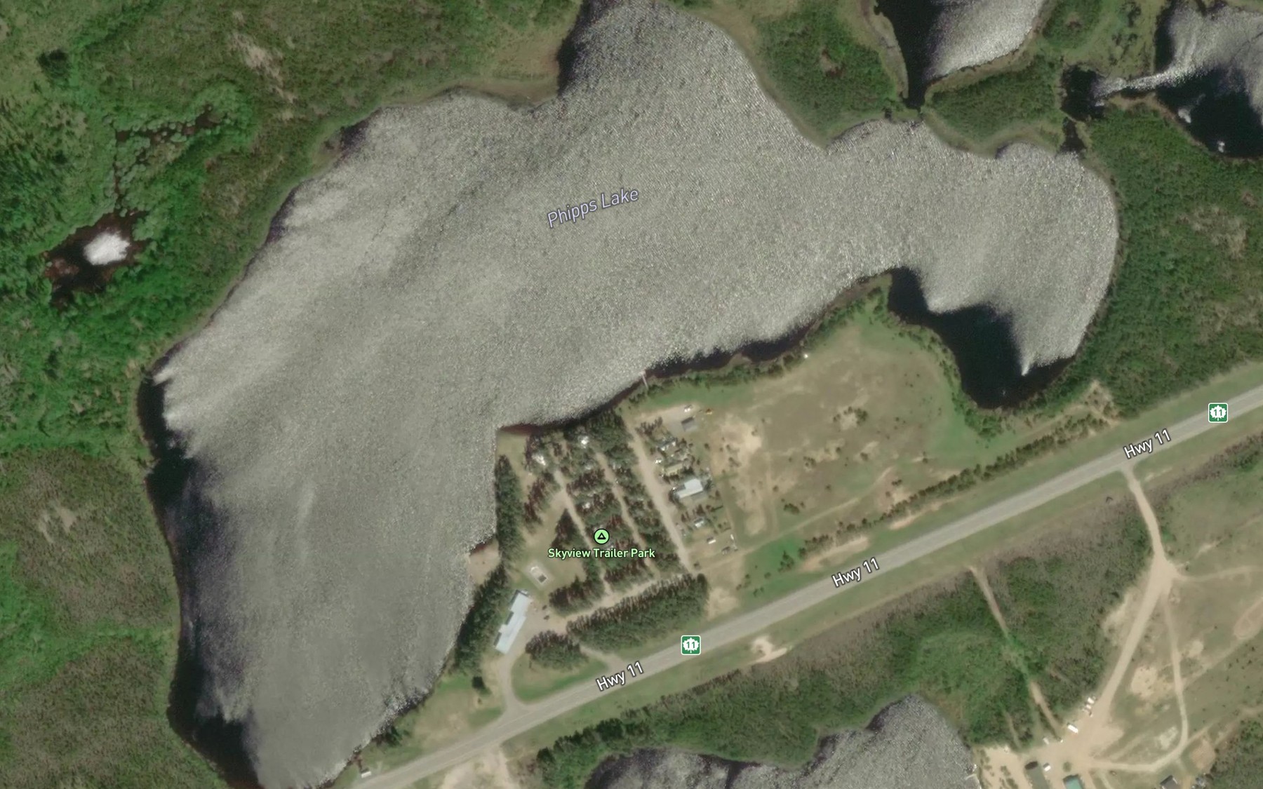 Satellite map of the Phipps Lake