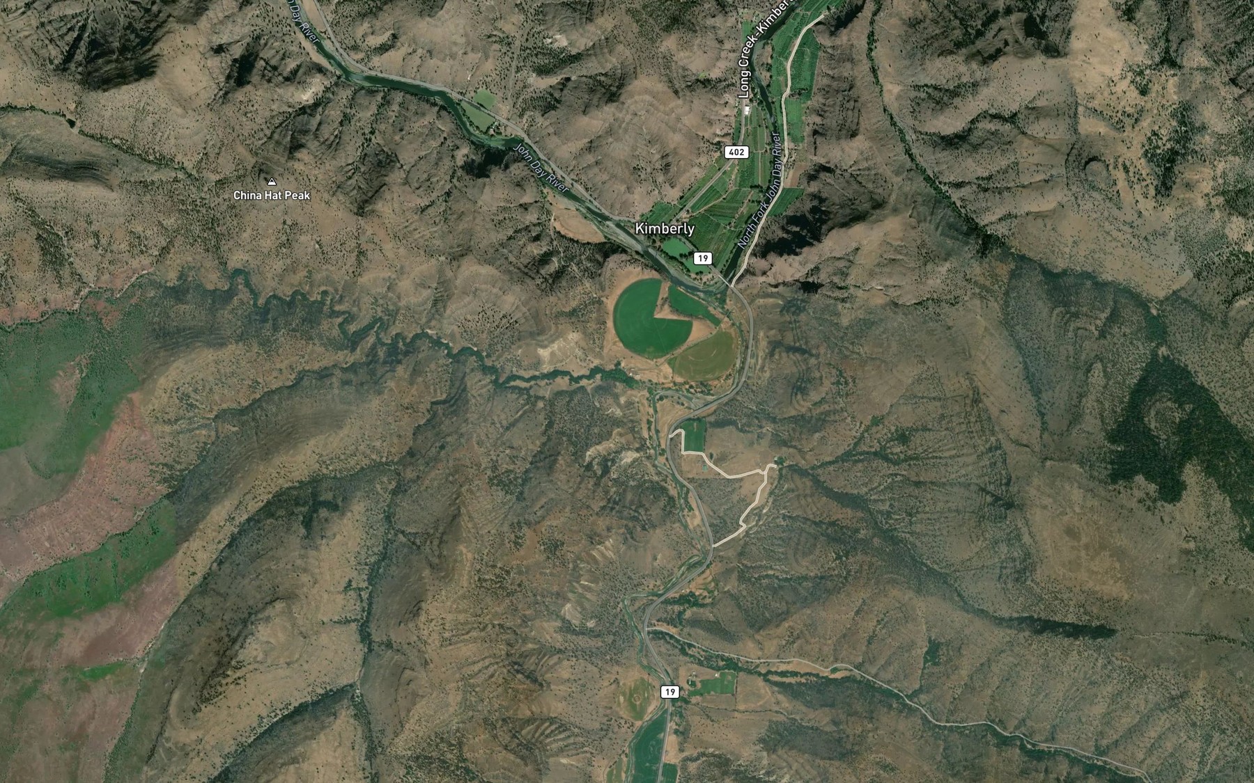 Satellite map of the Johnson Creek