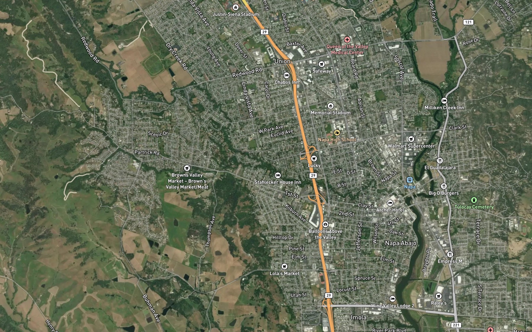 Satellite map of the Redwood Creek