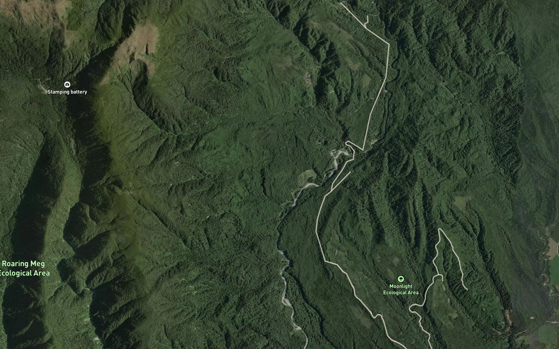 Satellite map of the Moonlight Creek