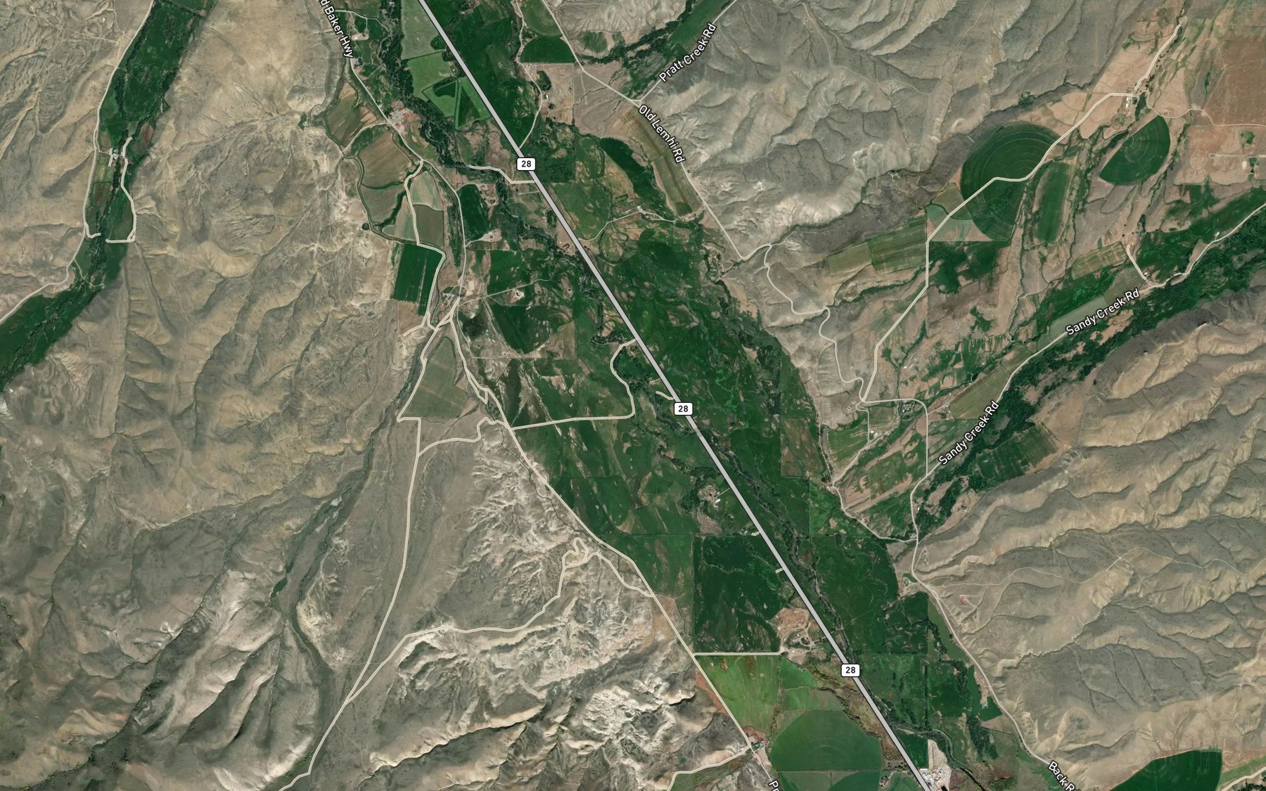 Satellite map of the Haynes Creek