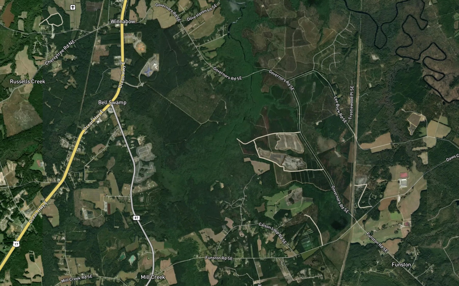 Satellite map of the Mill Creek