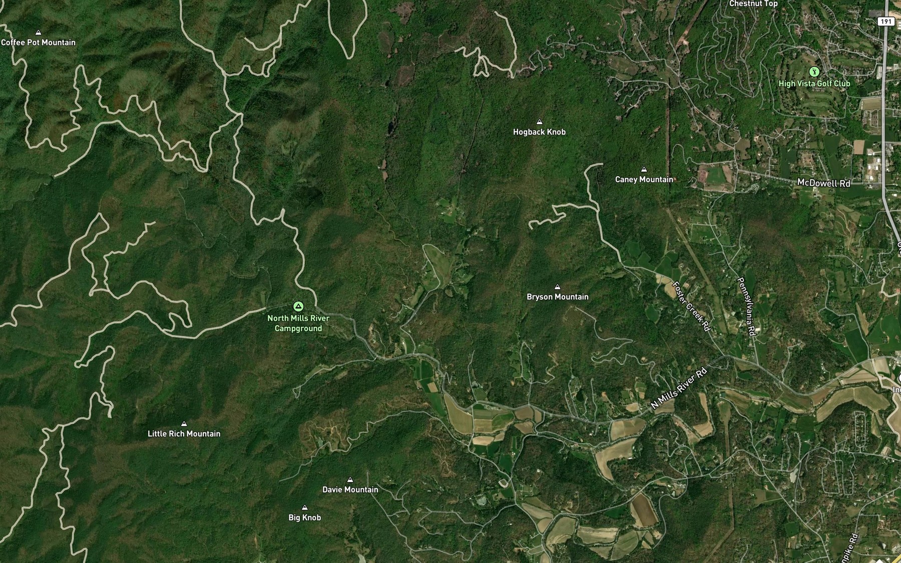 Satellite map of the Sitton Creek