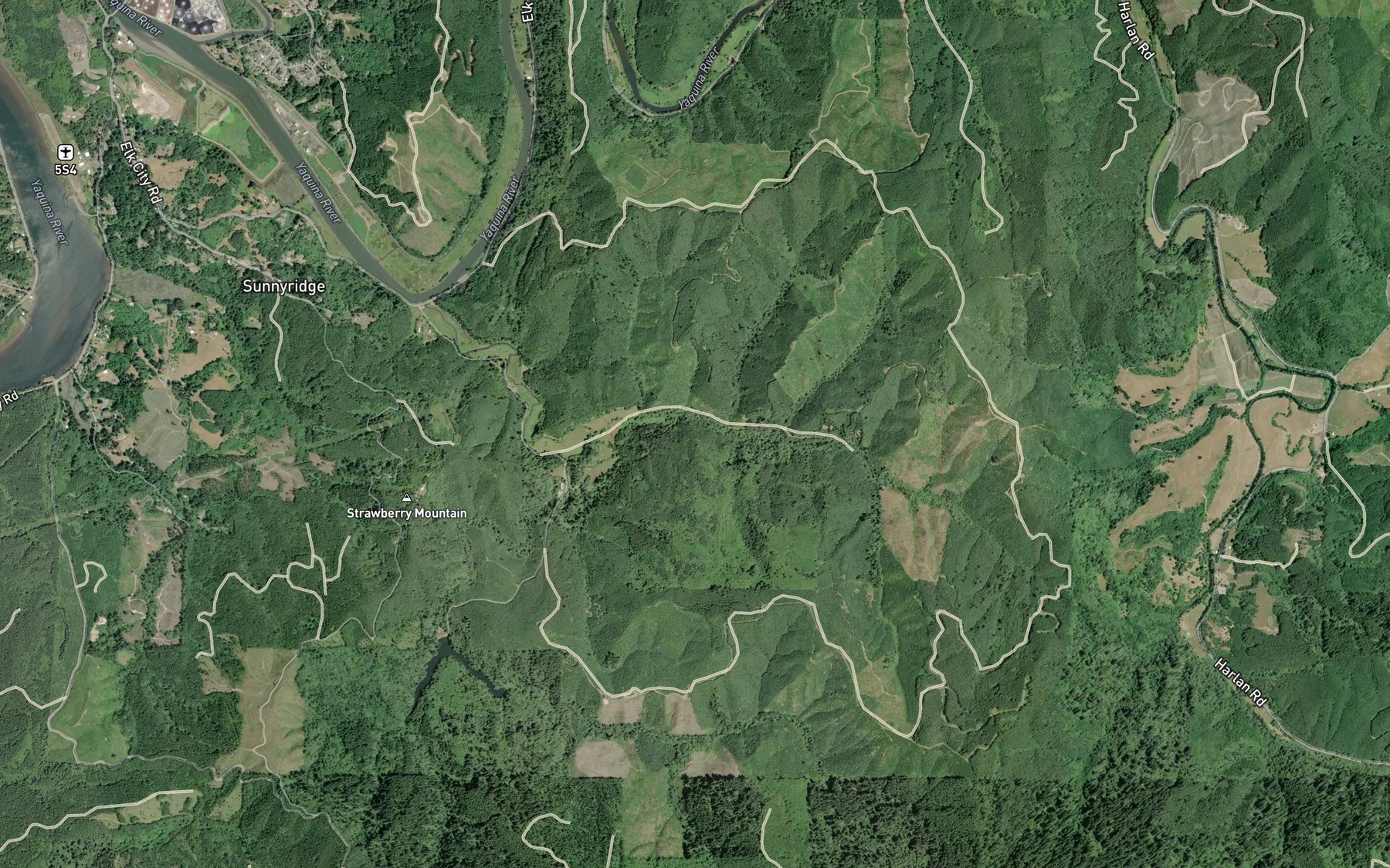 Satellite map of the Slack Creek