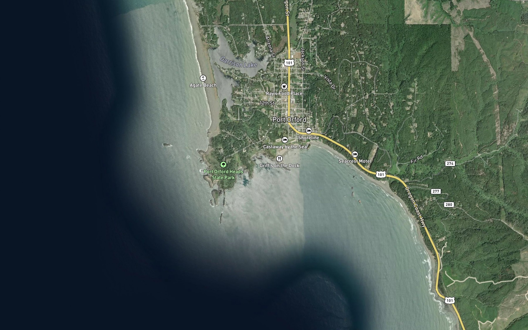 Satellite map of the Tichenor Cove