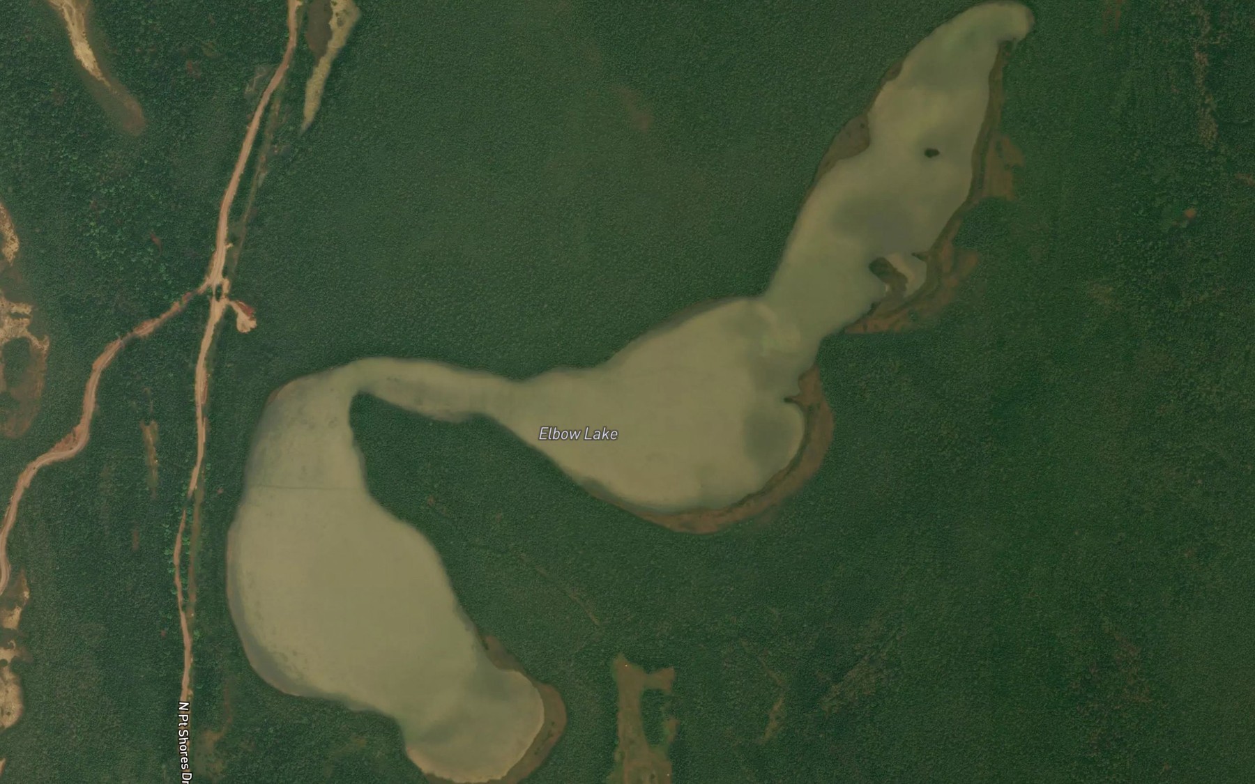 Satellite map of the Elbow Lake