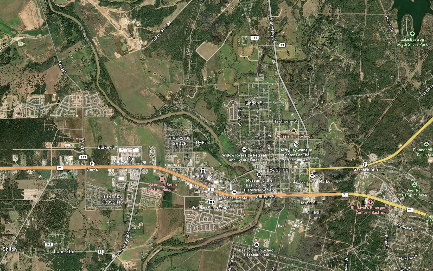 Satellite map of the Piney Creek