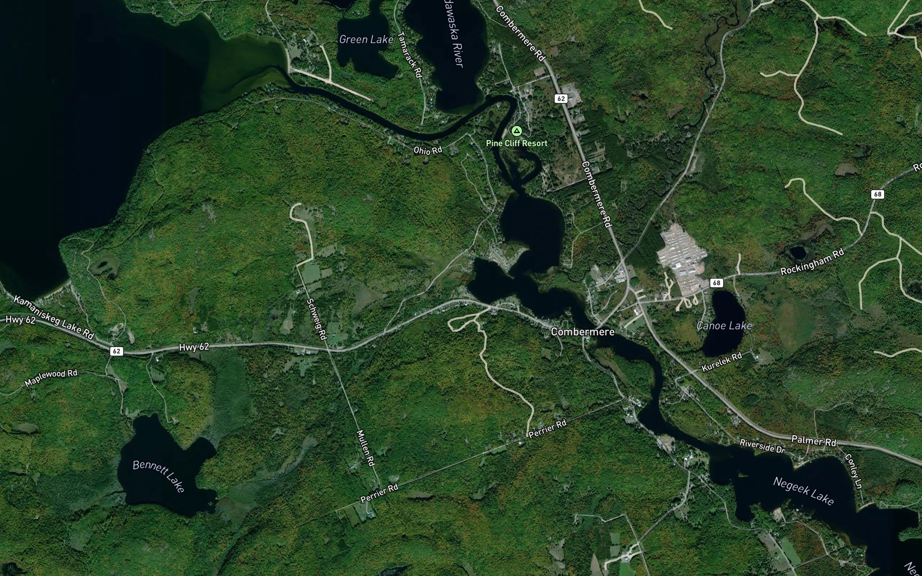 Satellite map of the Johnson Creek