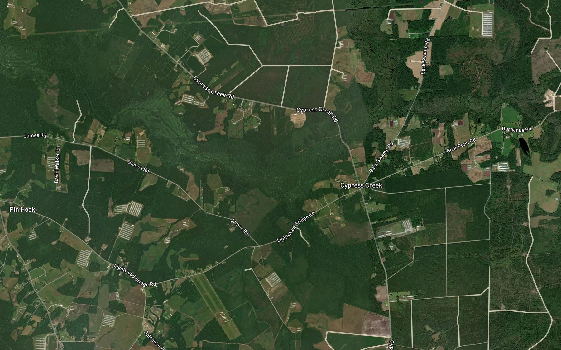 Satellite map of the Angola Creek