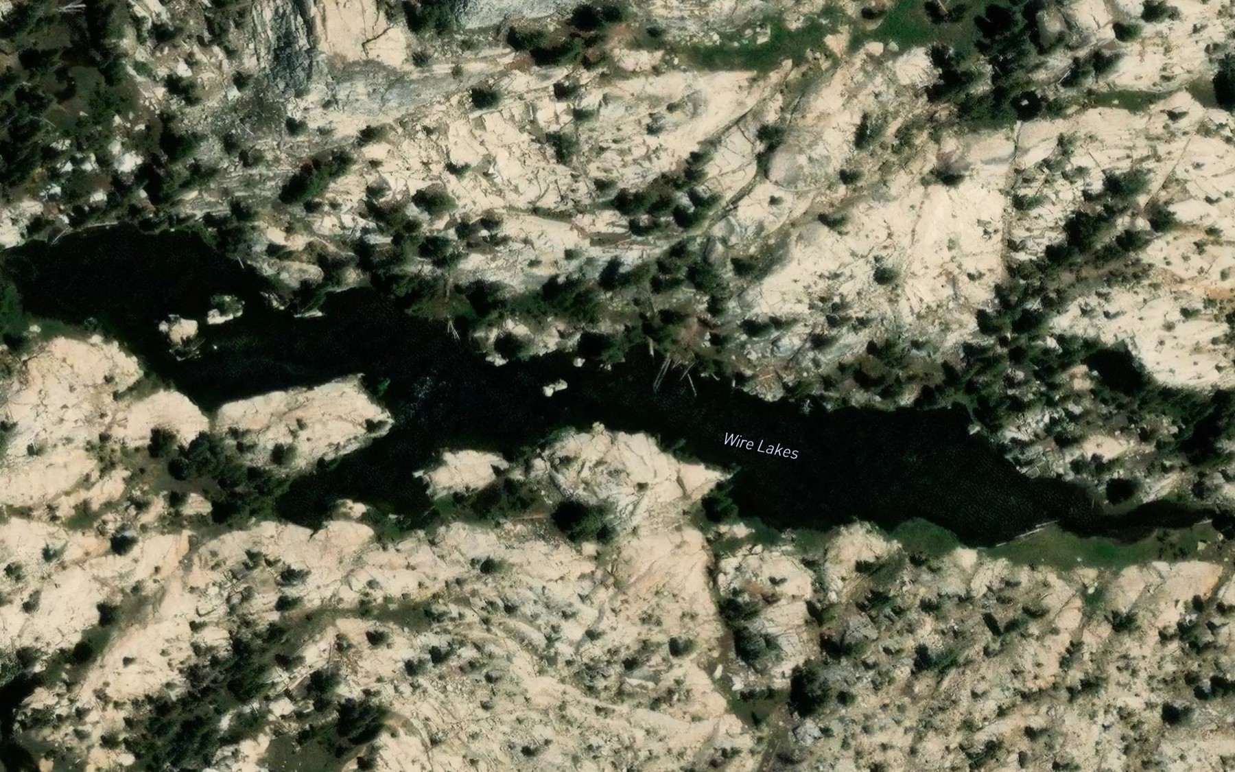Satellite map of the Wire Lakes