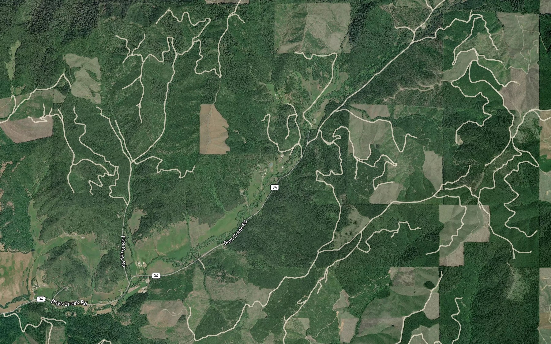 Satellite map of the May Creek